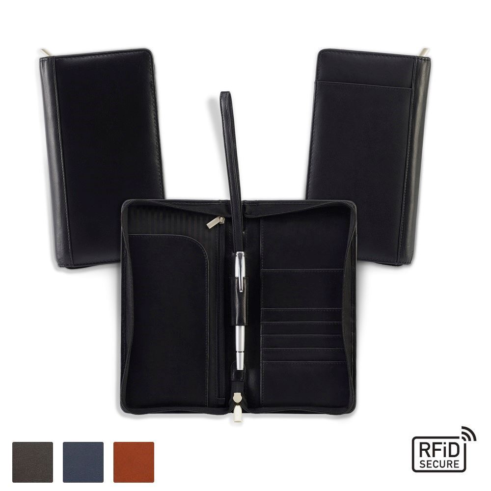 Accent Sandringham Nappa Leather Colours, Zipped Travel Wallet with RFID Protection