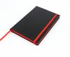 Picture of Accent A5 Notebook with a Black Cover, Contrast Colour Elastic Strap, Edge Stitch, Edge Stained paper & Page Marker.