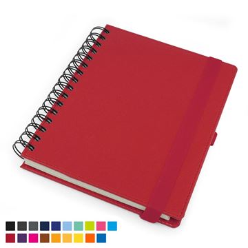 Picture of Deluxe A5 Wiro Notebook with Elastic Strap & Pen Loop in Belluno vegan leather look PU.
