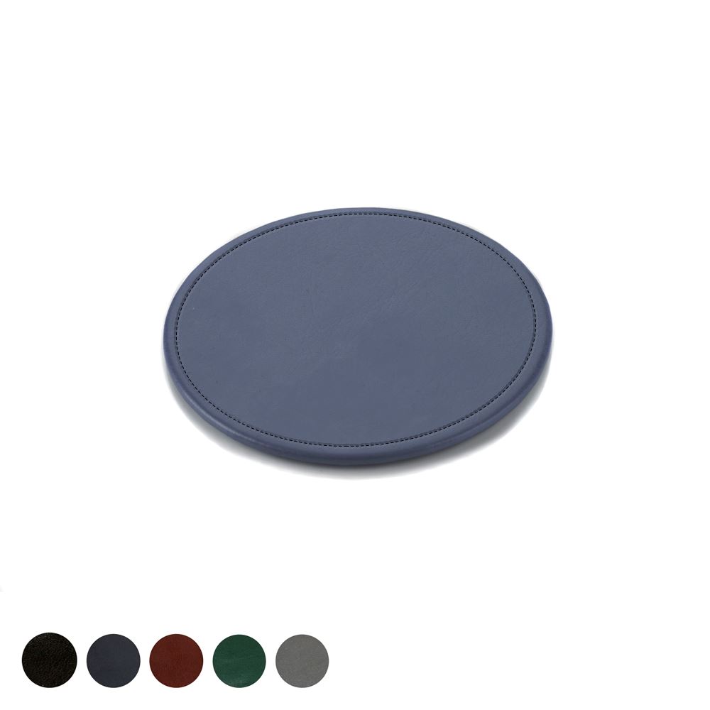 Hampton Leather Round Stitched Coaster, made in the UK in a choice of 5 colours.