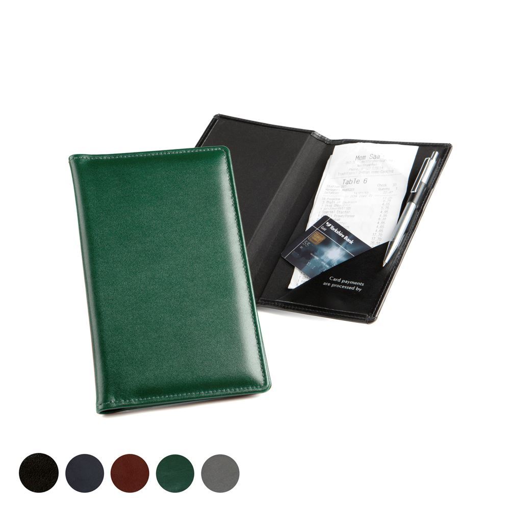 Hampton Leather Bill or Receipt Holder, made in the UK in a choice of 5 colours.
