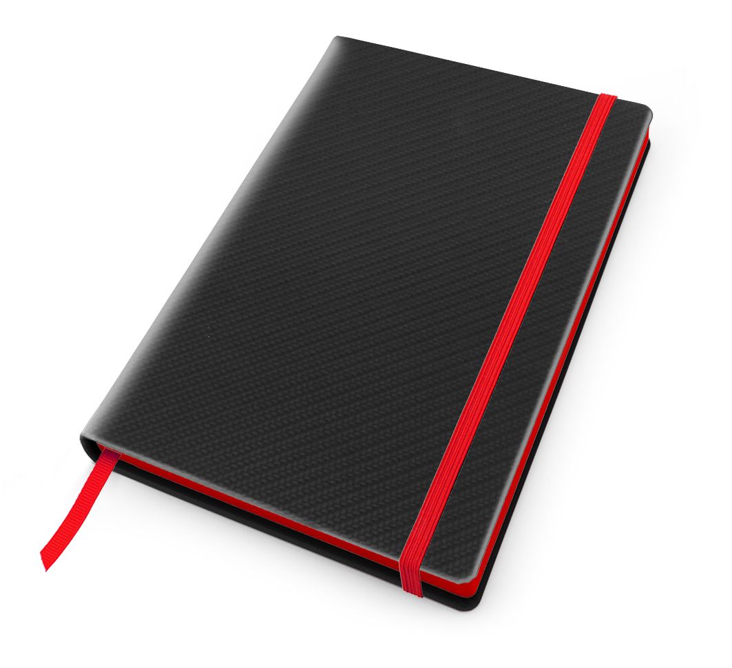 Carbon Fibre Textured A5 Casebound Notebook with Elastic Strap
