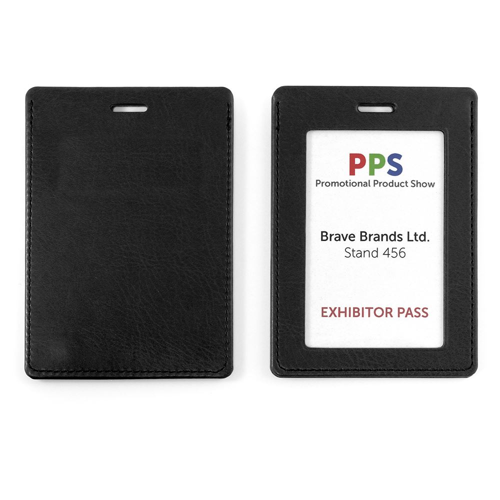 Portrait ID Card Holder for a Lanyard or Clip in Belluno, a vegan coloured leatherette with a subtle grain.