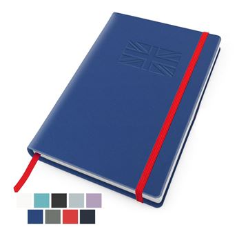 Picture of RECYCOPLUS Recycled A5 Casebound Notebook with Elastic Strap in 5 Colours