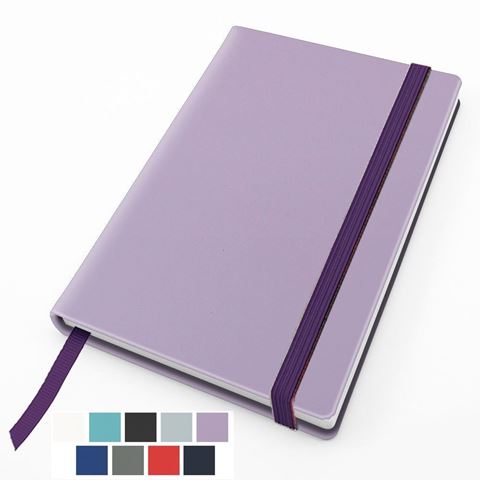 Picture of RECYCOPLUS Recycled Pocket Casebound Notebook with Elastic Strap in 5 Colours