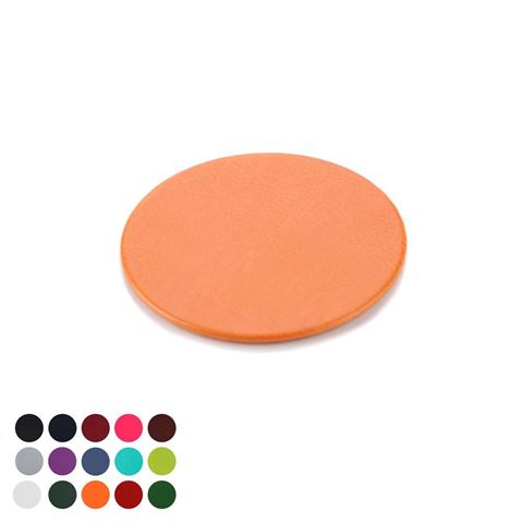 Picture of UK Made Round Coaster in Belluno, a vegan coloured leatherette with a subtle grain.