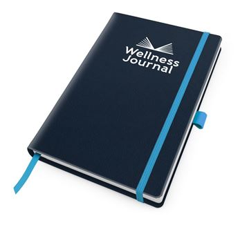 Picture of Como Recycled Wellness Journal with Elastic Strap and Pen-Loop in a choice of colours to match or contrast.